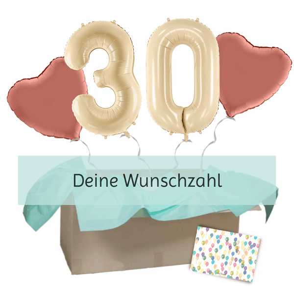 Heliumballon-Geschenk Geburtstags-Set Deluxe XL Creamy Beige