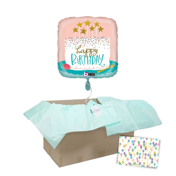 Heliumballon-Geschenk "Happy Birthday" Cake