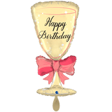 Heliumballon-Geschenk "Happy Birthday" Champagnerglas mit Schleife