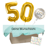 Heliumballon-Geschenk "Happy Birthday" Gold XXL Set Deluxe