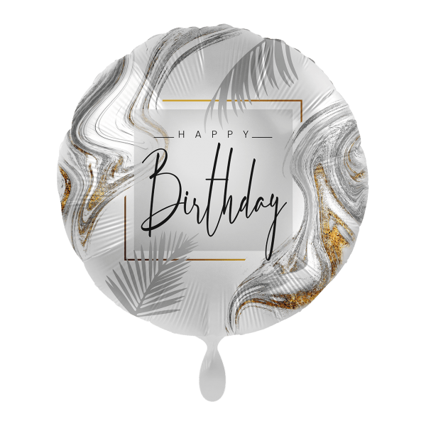 Heliumballon-Geschenk "Happy Birthday" Liquid Silver