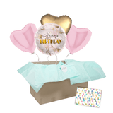 Heliumballon-Geschenk "Happy Birthday" Marmor Roségold
