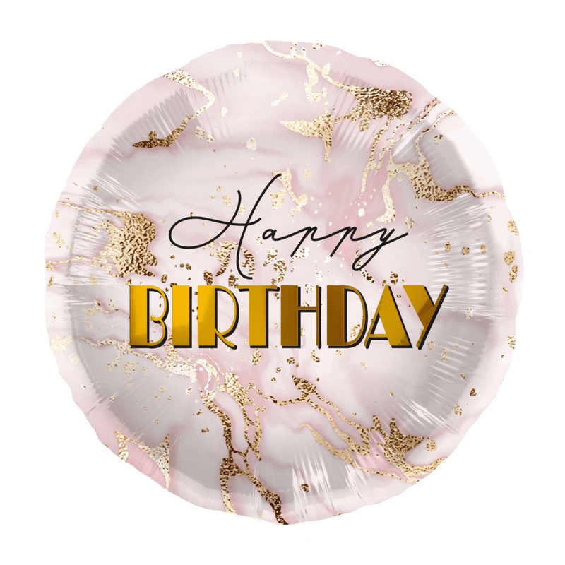 Heliumballon-Geschenk "Happy Birthday" Marmor Roségold