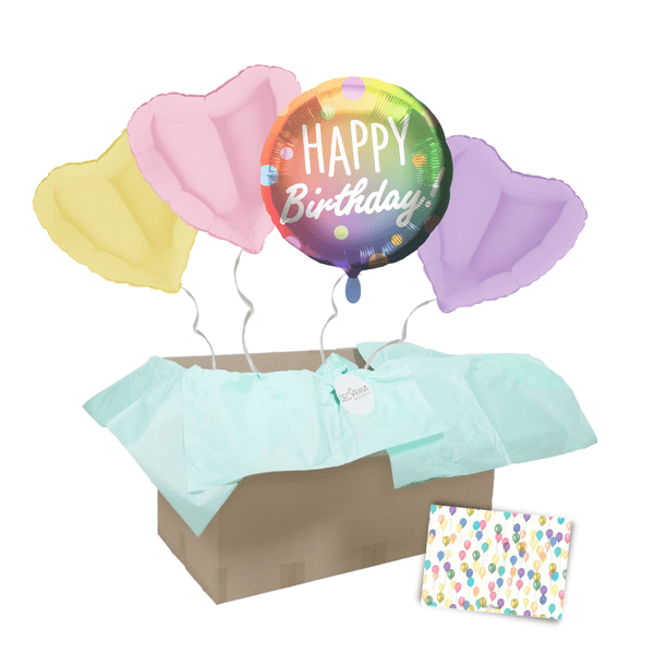 Heliumballon-Geschenk "Happy Birthday" Rainbow Dots
