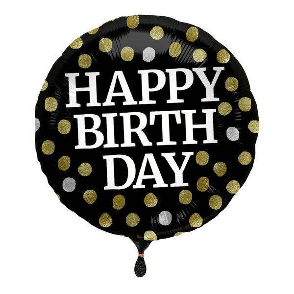 Heliumballon-Geschenk "Happy Birthday" Sparkling Black XXL Set Deluxe