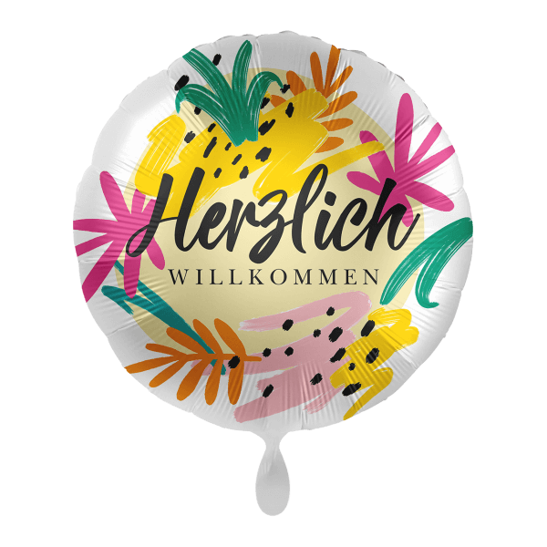Heliumballon-Geschenk "Herzlich Willkommen" Bunt