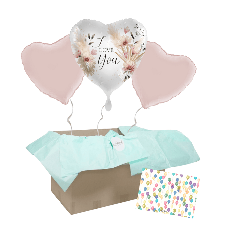 Heliumballon-Geschenk "I love you" Boho 3er Set