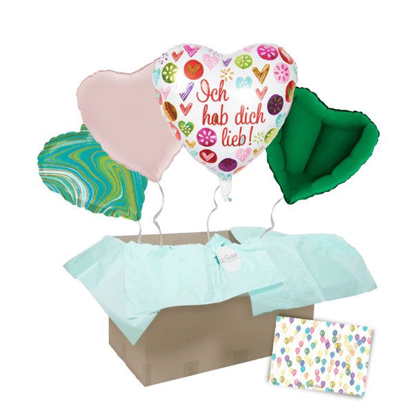 Heliumballon-Geschenk "Ich hab Dich lieb" Grün