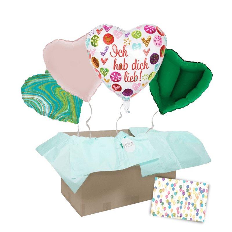 Heliumballon-Geschenk "Ich hab Dich lieb" Grün