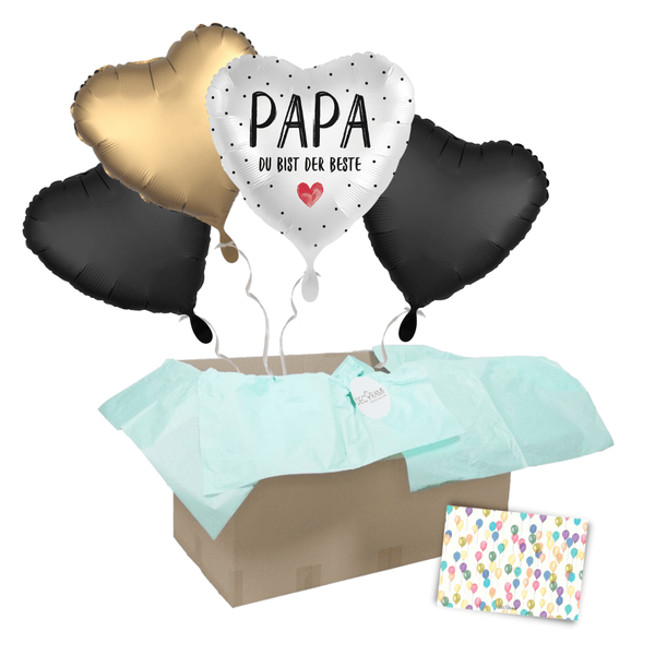 Heliumballon-Geschenk "Papa Du bist der Beste" Schwarz