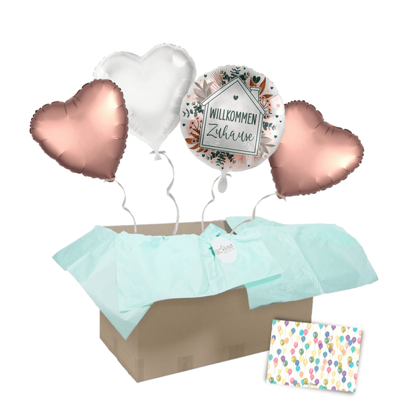 Heliumballon-Geschenk "Willkommen Zuhause"
