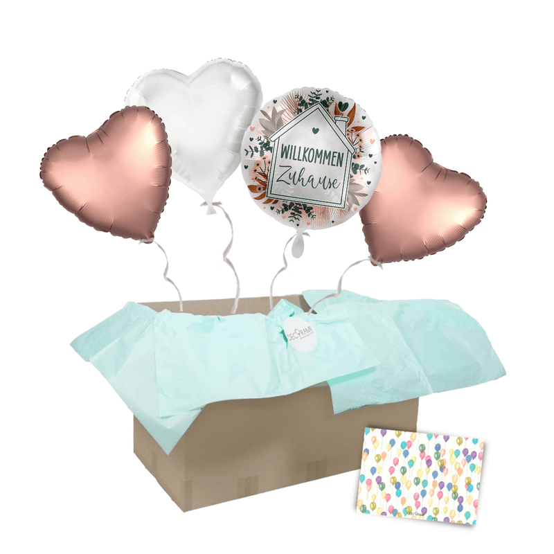 Heliumballon-Geschenk "Willkommen Zuhause"