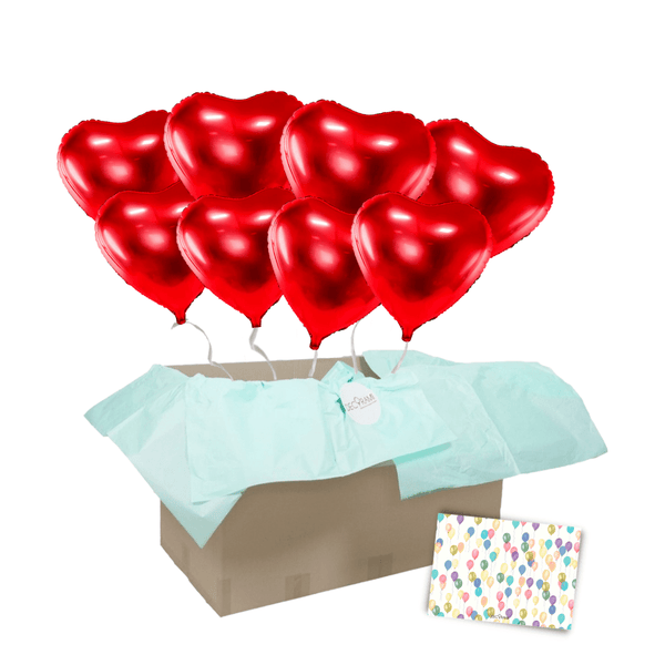 Heliumballon-Geschenk XXL 8 Herzen Wunschfarbe - DECORAMI 
