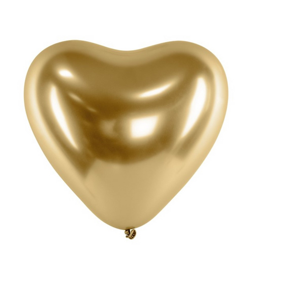 Herzballon Ø 30cm Chrom-Gold 3 Stk. - DECORAMI
