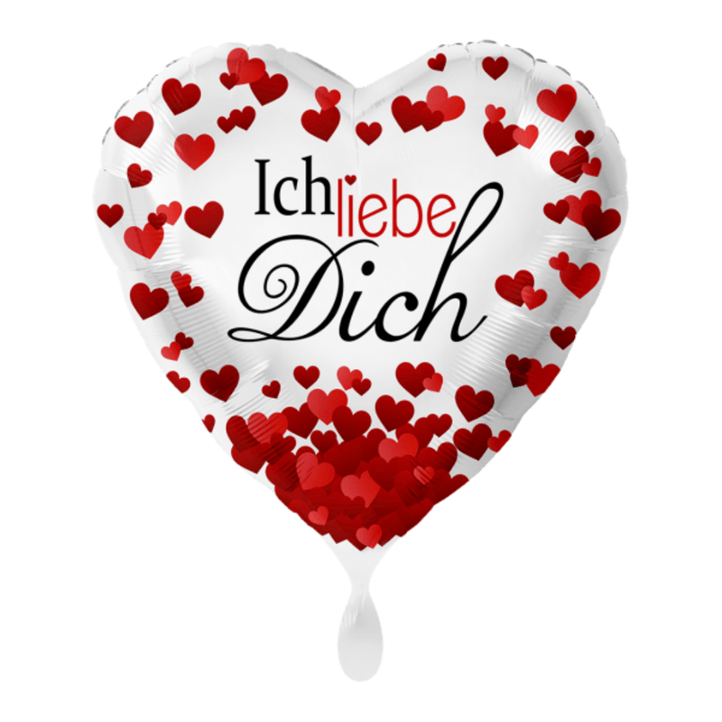Herzballon "Ich liebe Dich" Rot-Weiß