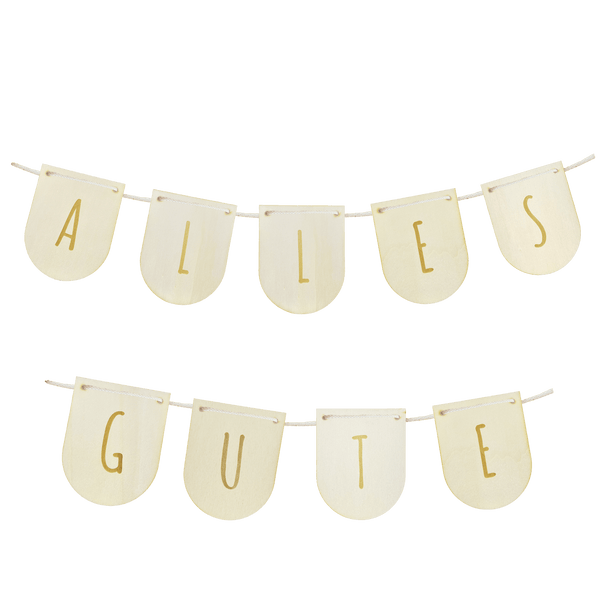 Holz-Wimpelgirlande "Alles Gute"