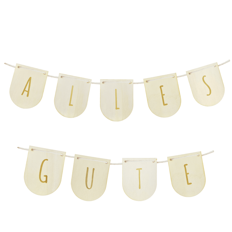 Holz-Wimpelgirlande "Alles Gute"