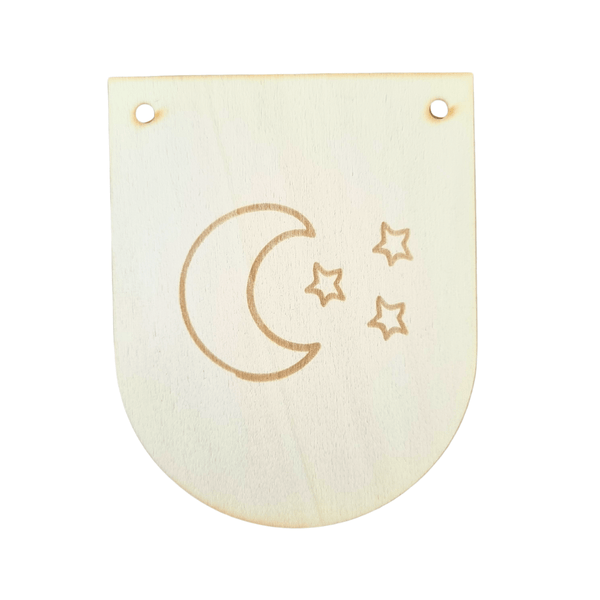 Holzwimpel Mond und Sterne