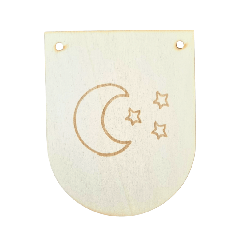 Holzwimpel Mond und Sterne