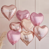 Individualisierbare Herzballons Rosa & Roségold 8 Stk.