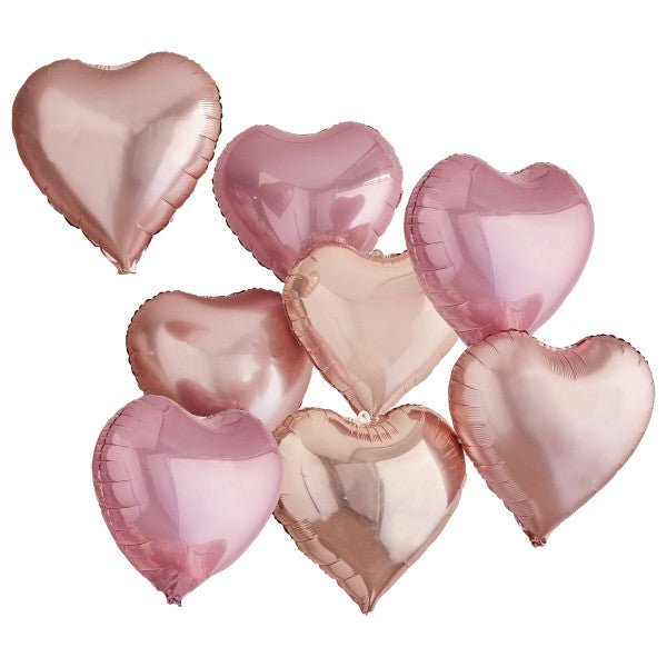 Individualisierbare Herzballons Rosa & Roségold 8 Stk.