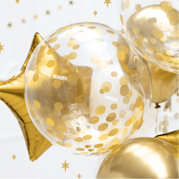 Konfetti-Ballon Ø 30 cm Gold 6 Stk.