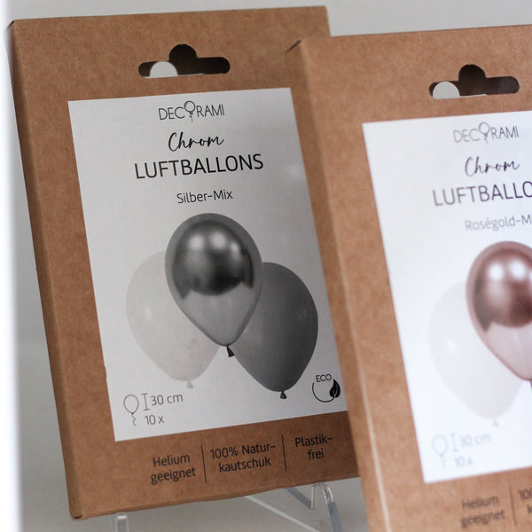 Luftballon-Set Chrom-Mix Silber 10 Stk.