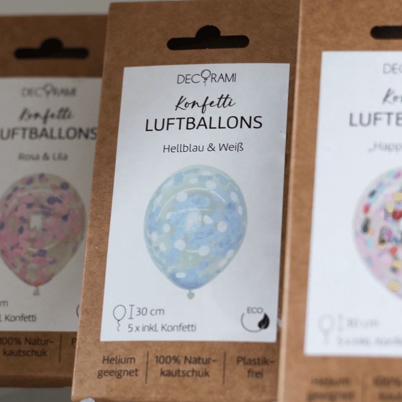 Luftballon-Set Konfetti Hellblau & Weiß 5 Stk.
