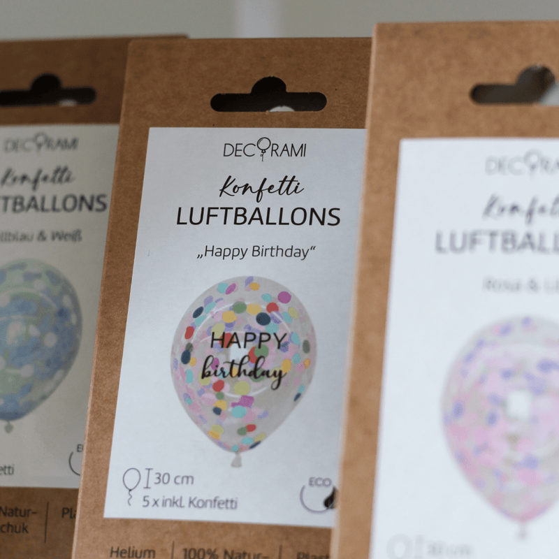 Luftballon-Set Konfetti Mix Bunt "Happy Birthday" 5 Stk.