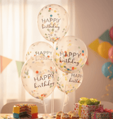 Luftballon-Set Konfetti Mix Bunt "Happy Birthday" 5 Stk.