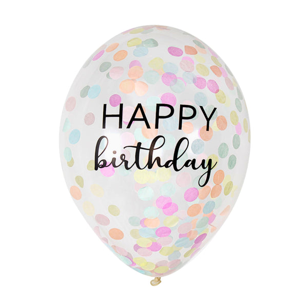 Luftballon-Set Konfetti Pastell "Happy Birthday" 5 Stk.