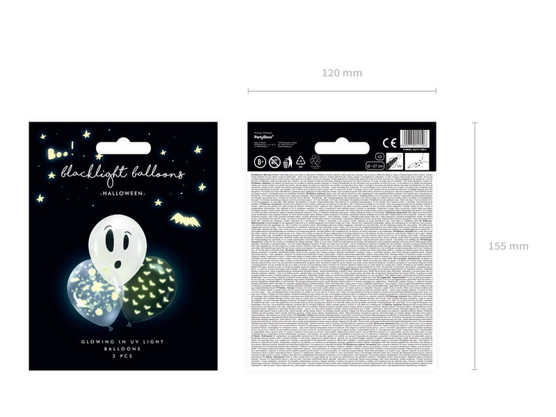 Luftballons Halloween Glow in the Dark 3Stk.