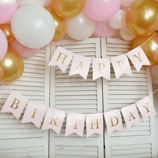 Papiergirlande "Happy Birthday" Rosa