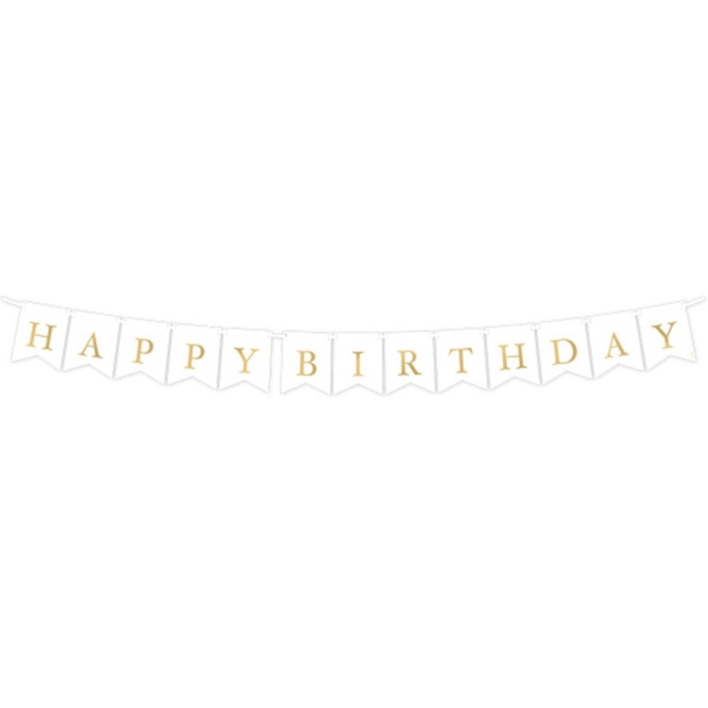Papiergirlande "Happy Birthday" Weiß - DECORAMI 