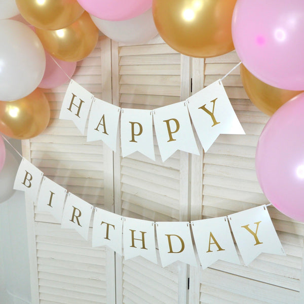 Papiergirlande "Happy Birthday" Weiß - DECORAMI 
