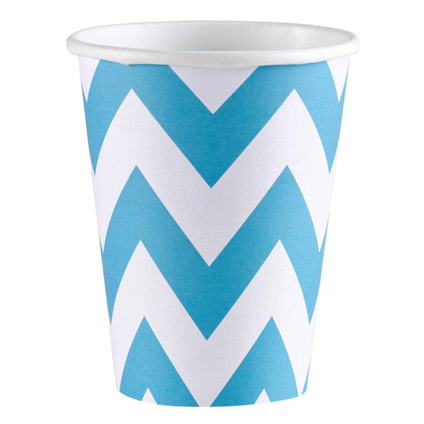 Pappbecher Chevron Blau 8 Stk.