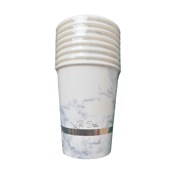 Pappbecher Marmor mit Gold 8 Stk.