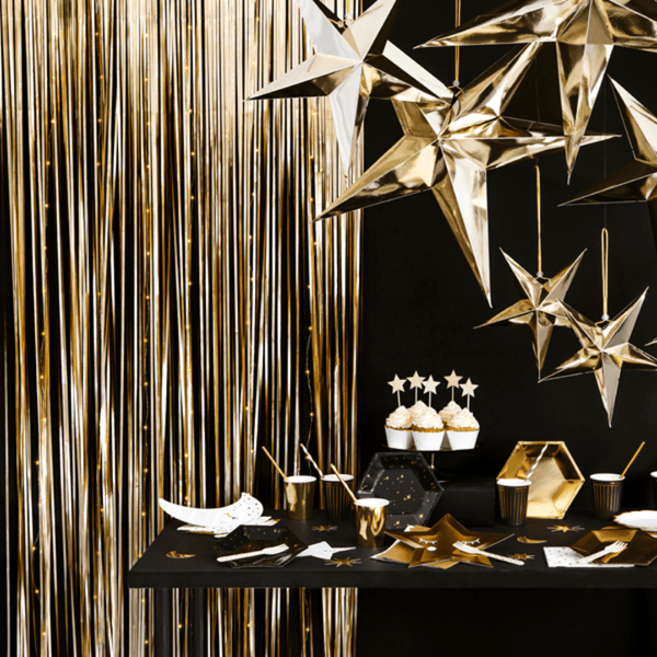 Party Glitzer-Vorhang lang Satin Gold - DECORAMI 