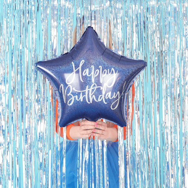 Geburtstagsballon "Happy Birthday" Stern Blau - DECORAMI 