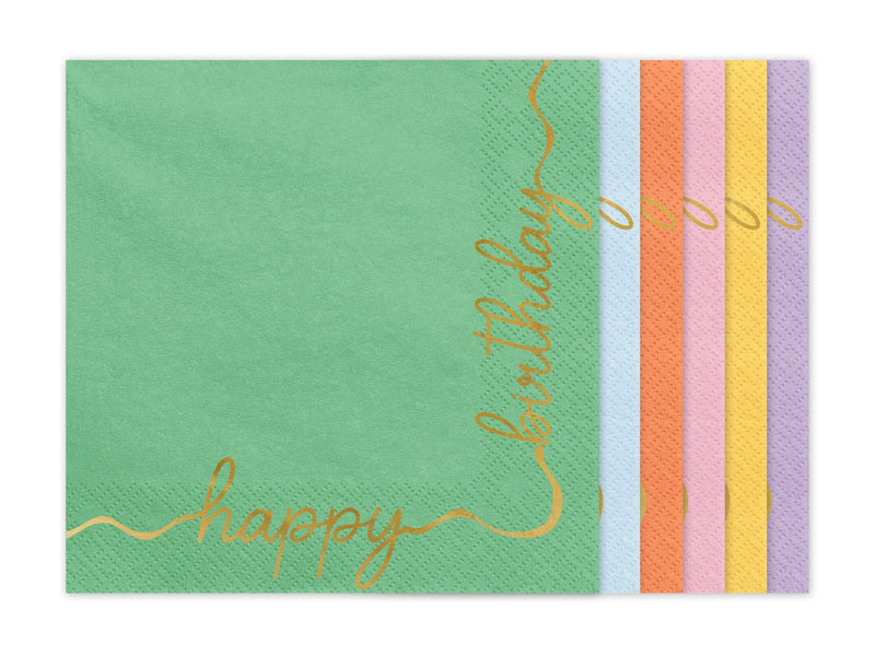 Servietten "Happy Birthday" Bunt 12 Stk.