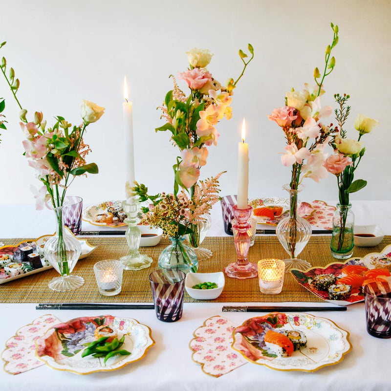 Stabkerzenständer Glas Rosa