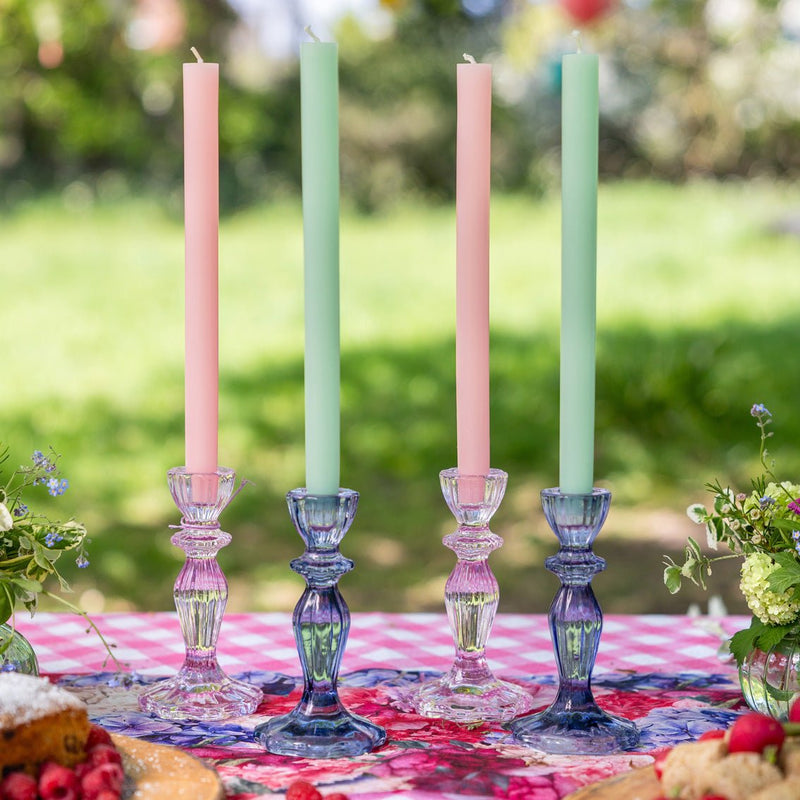 Stabkerzenständer Glas Rosa