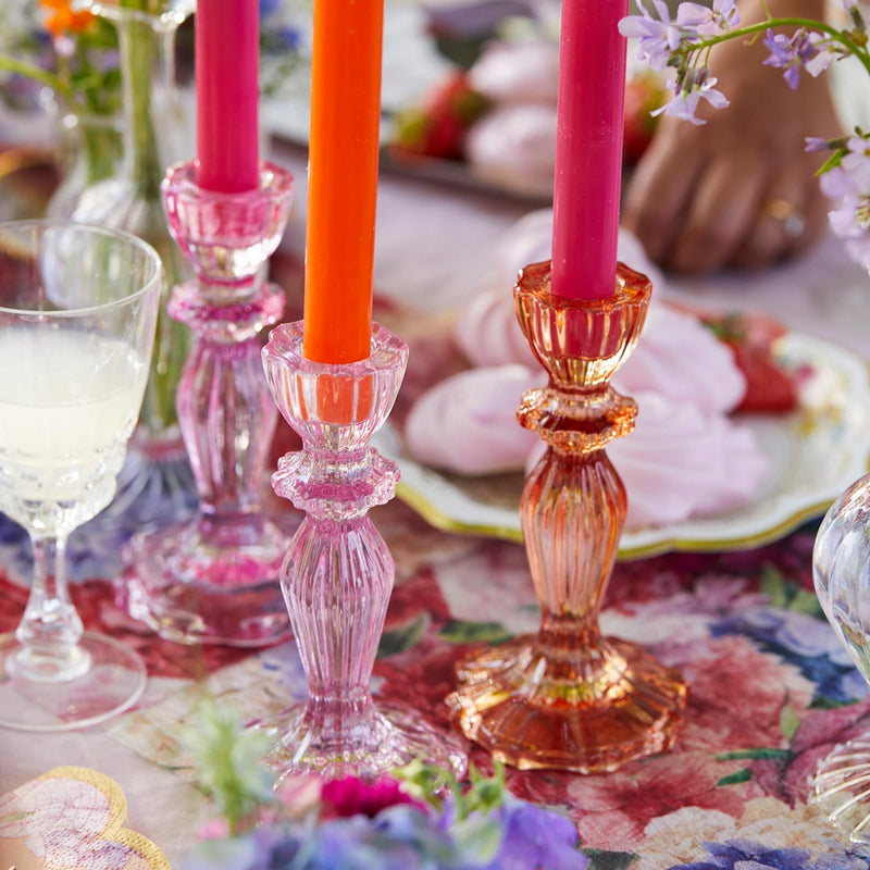 Stabkerzenständer Glas Rosa