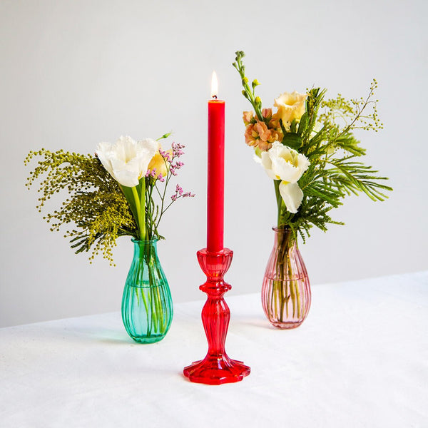 Stabkerzenständer Glas Rot