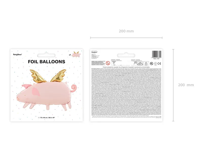 Tierballon XL Schwein mit Flügeln