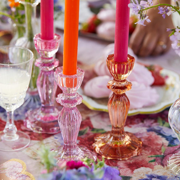 Stabkerzenständer Glas Rosa