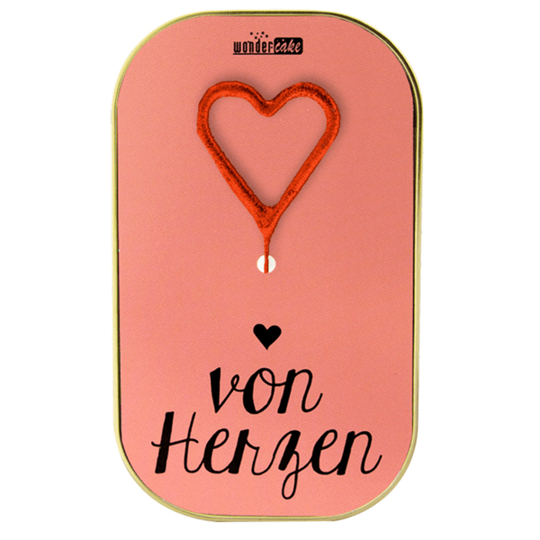 Wondercake "von Herzen" mit Herz-Wunderkerze
