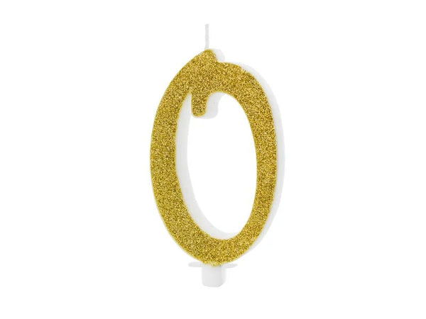 XL Geburtstagskerze Gold Glitzer "0"