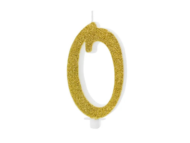 XL Geburtstagskerze Gold Glitzer "0"
