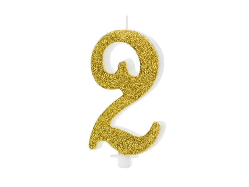 XL Geburtstagskerze Gold Glitzer "2"